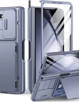Full Cover Wallet Phone Case for Samsung Galaxy Z Fold 5 with S Pen Holder Card Holder Hinge Protection Grade Shockproof Case