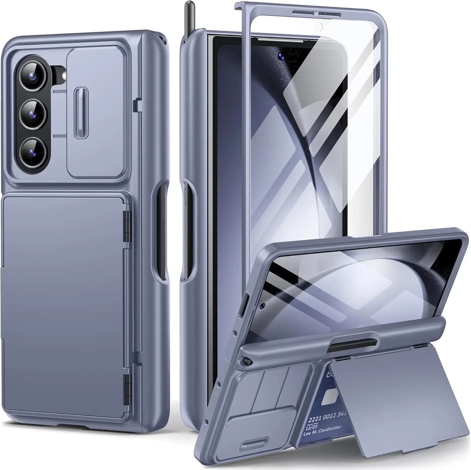 Full Cover Wallet Phone Case for Samsung Galaxy Z Fold 5 with S Pen Holder Card Holder Hinge Protection Grade Shockproof Case