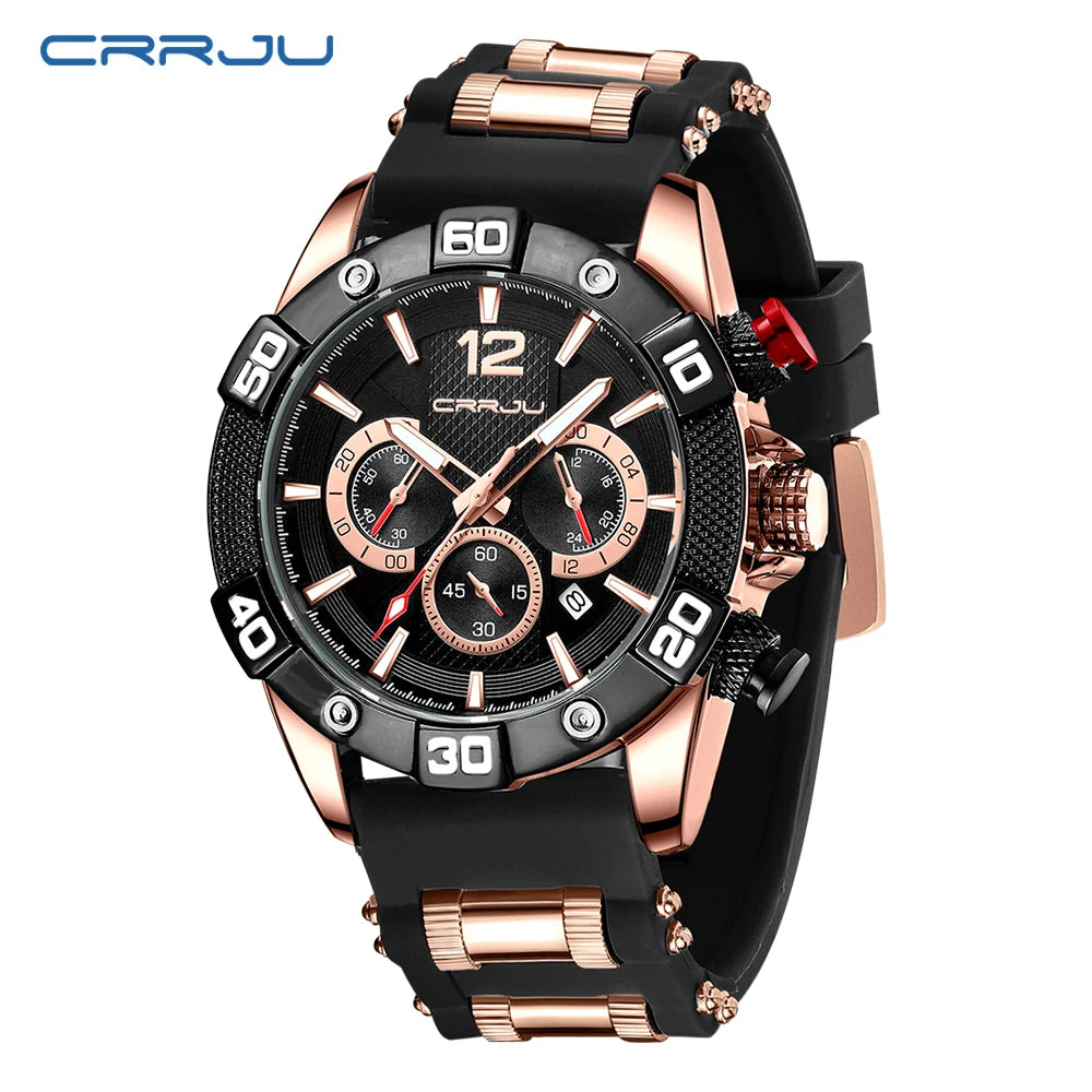 Men Watch Quartz Chronograph Full Steel Waterproof Wristwatch with Date