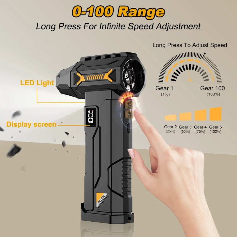 580000RPM Powerful Turbo Blower Usb Rechargeable Cordless Vacuum Cleaner  Strong Wind Pressure Led Lighting Car/ComputerCleaning