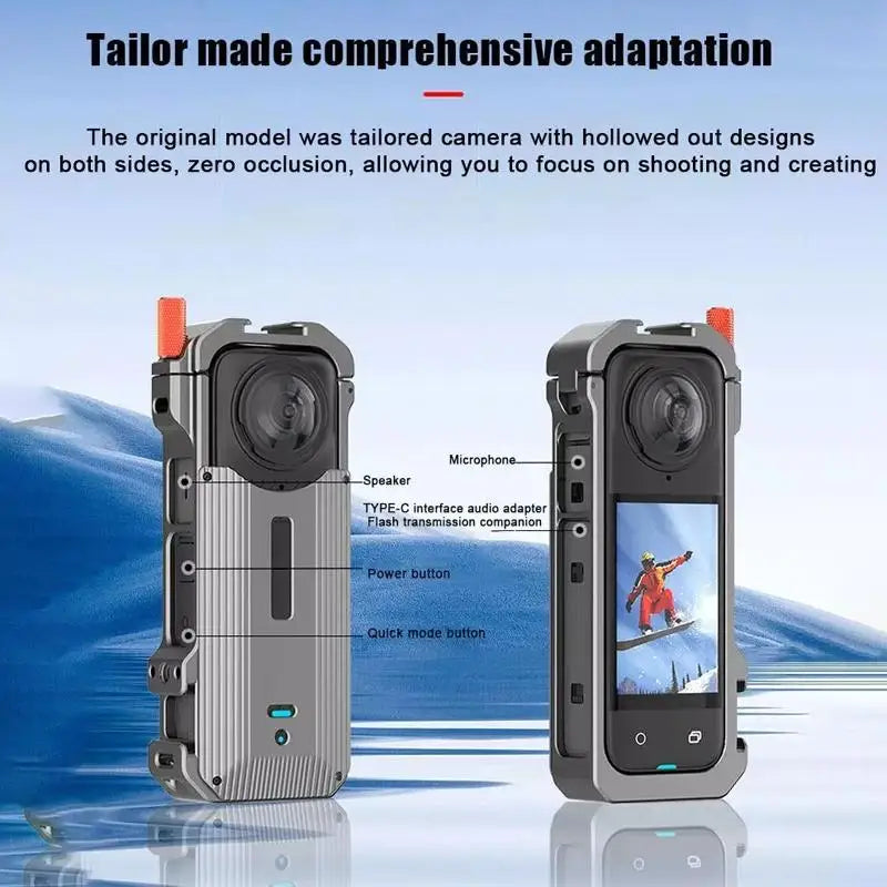 Metal Heat Dissipation ic Rabbit Cage for Insta360 X4 Aluminum Alloy Frame Panoramic Camera Accessories