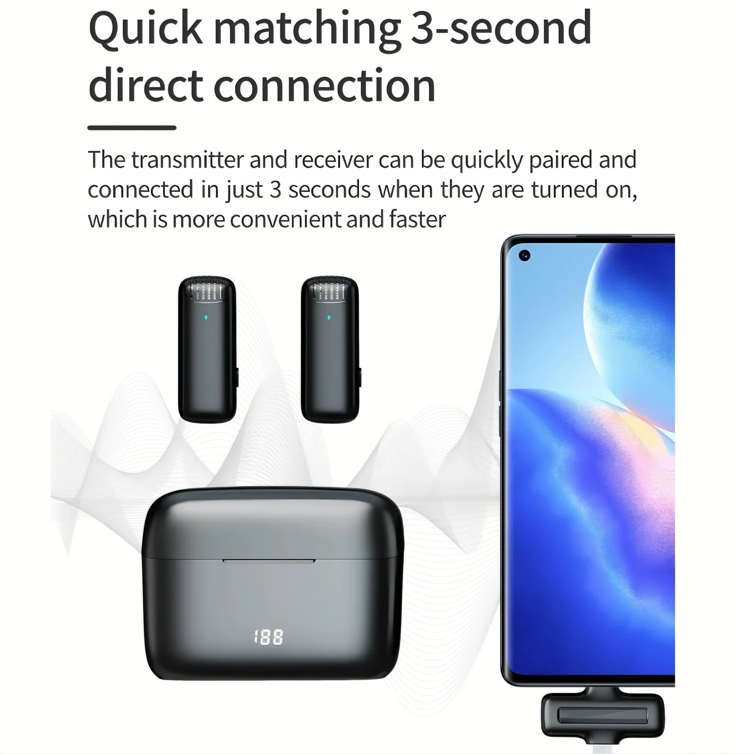 Wireless lavalier microphone/portable charging case microphone/audio and video recording iPhone Android computer live game