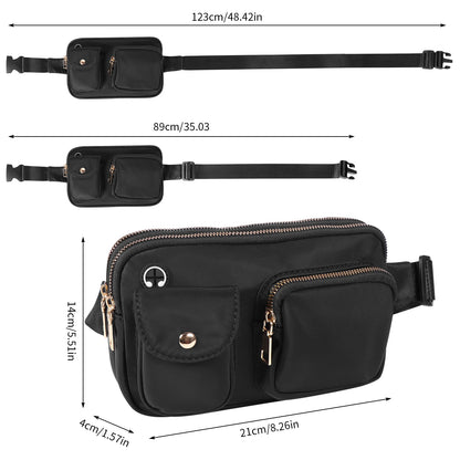 Fanny Pack Waist Bags Double Zipper Multi-Pockets Waterproof Belt Bag Sport Adjustable Strap Chest Pack