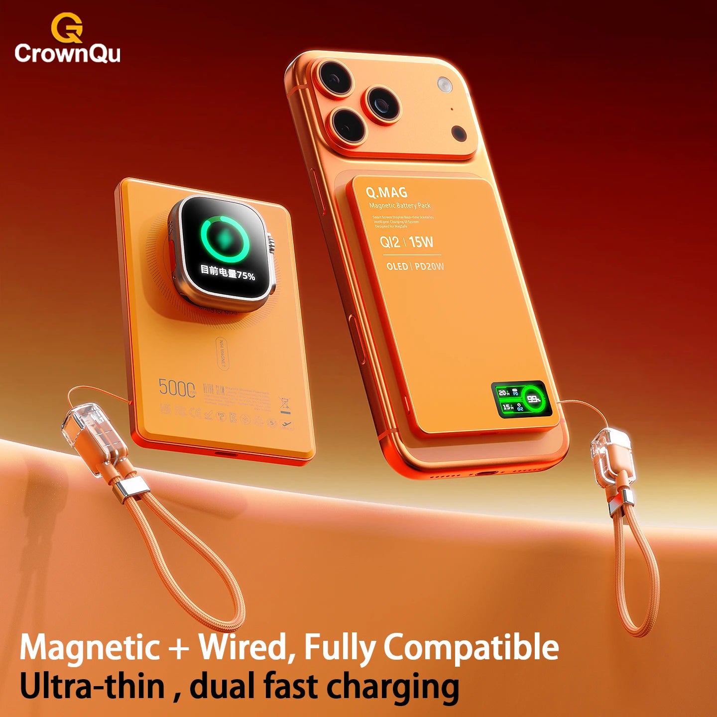 Magnetic Wireless Powerbank Qi 2.1 USB-C Fast Charing Portable External Battery for iPhone 12-17 Pro Watch Airpods 5000/10000mAh