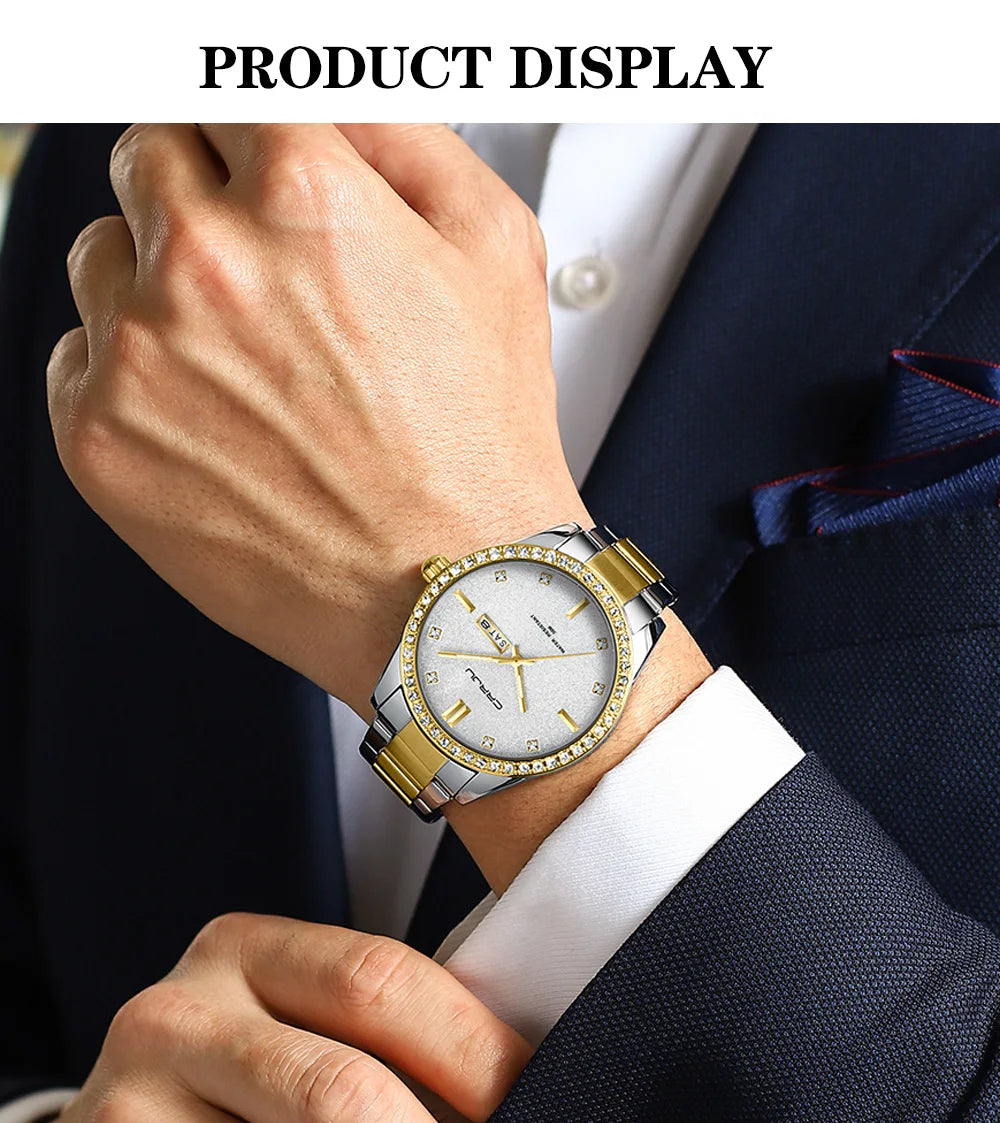 Fashion Business Men Watches Stainless Steel Quartz Wrsitwatches Auto Date Clock with Luminous Hands Relogio Masculino
