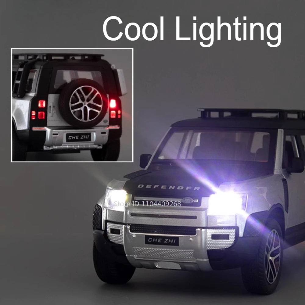 1:24 Scale Land Rover Defender Range Rover Model Car Toy Metal Diecast Sound Light Off Road Vehicles Miniature Models Boys Gifts