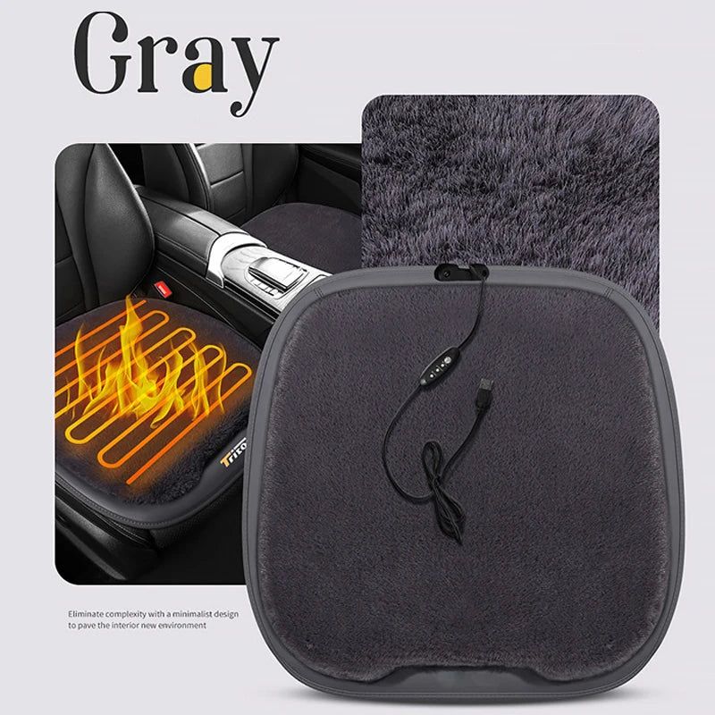 Heated Car Seat Cover USB 30' Fast Car Seat Heater Warm Plush Comfortable Heating Hot Car Seat Cushion Seat Heating Cover Pads