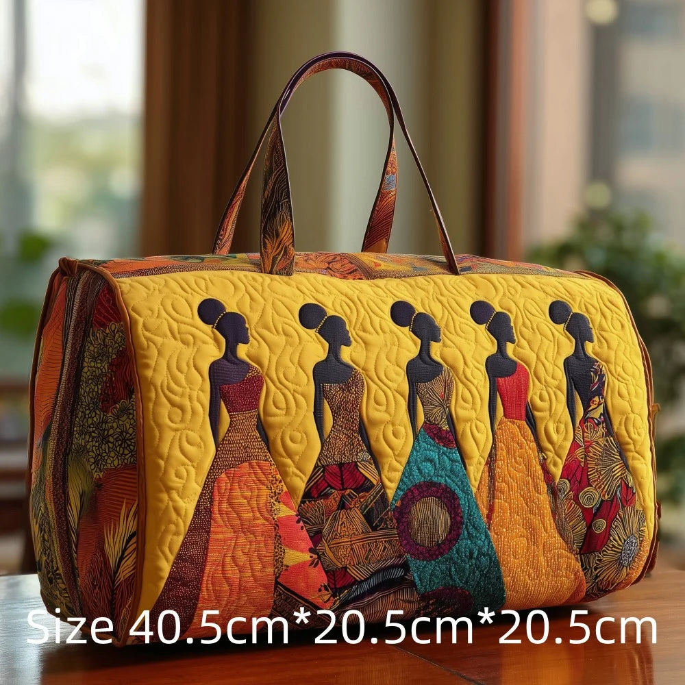 3D Quilted Africa Travel Bag for Women Boho Weekender Bag with African Women Map Print Carry on Luggage Unique Festival Bags
