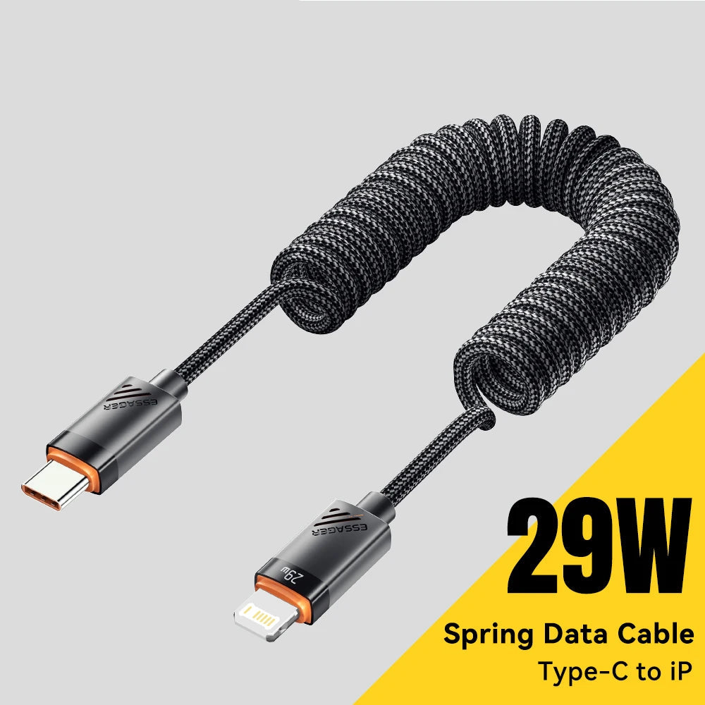 Car Spring USB-C to Lightning PD 29W Fast Charging Cable (1.8m)