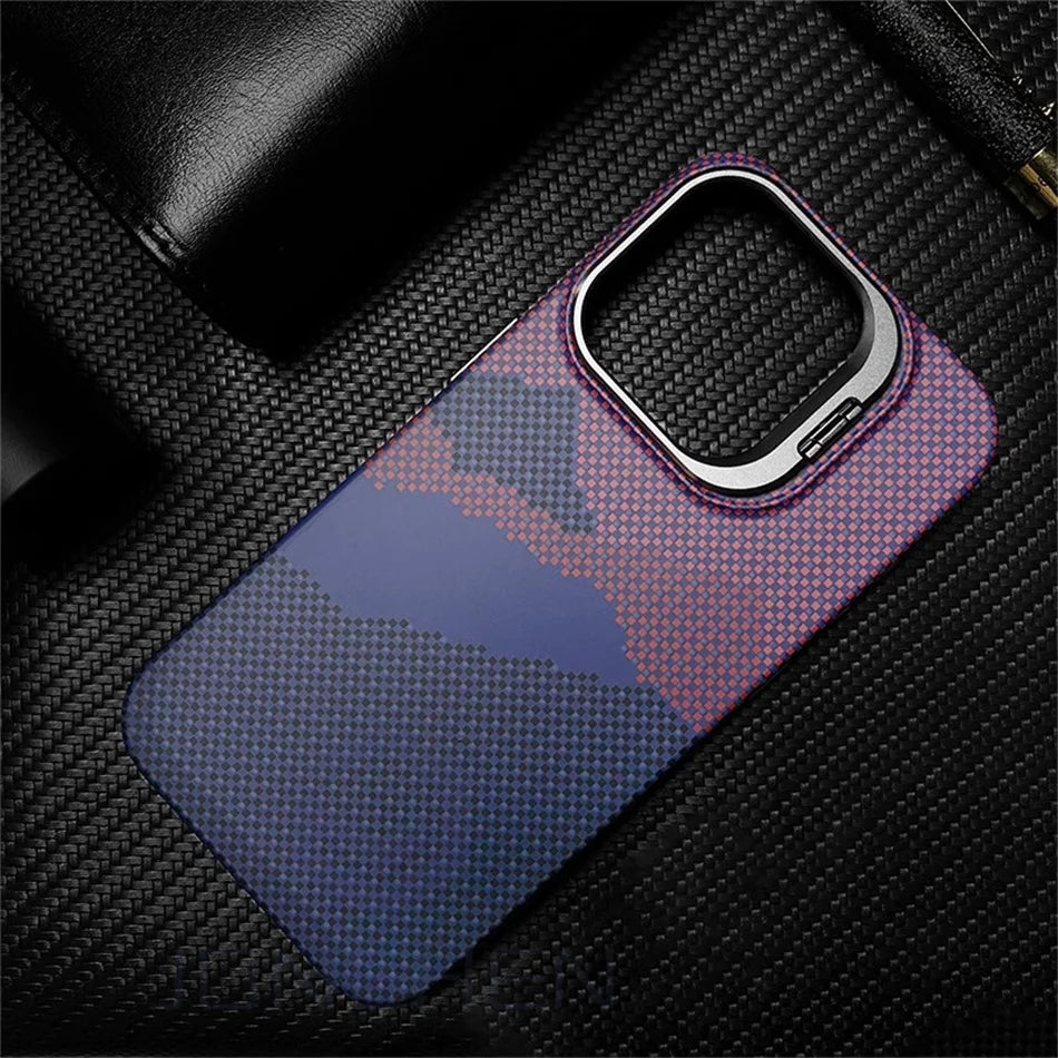 Luxury Matte Carbon Mganetic Slim Case For Magsafe Stand Len Cloud Patterned Personalized Cover For iPhone 13 14 15 16 Pro Max