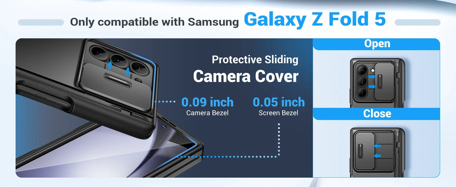 Big Stand For Z Fold 5 Case with Slide Camera Cover Built-in HD Screen Protector Full Body Heavy Duty Shockproof Slim Phone Case