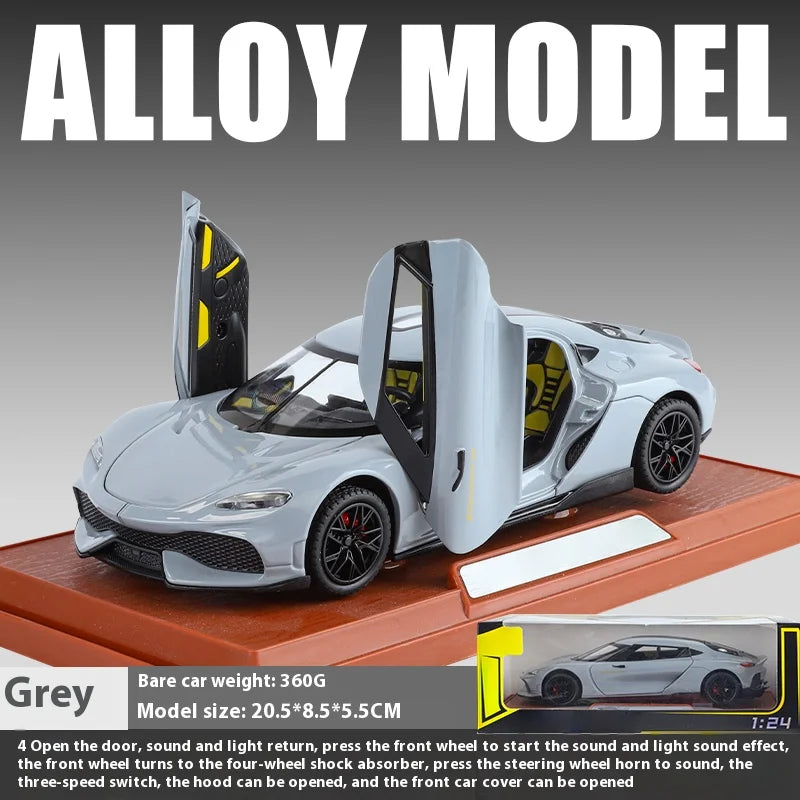 1:24 Gemera GT Sports Car Alloy Diecast Metal Model Sound Light Pull Back Toy Boys Simulation Car Model Ornament Present