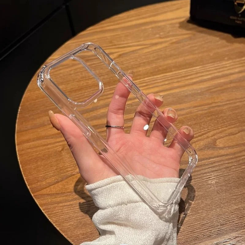 Luxury Transparent Soft Acrylic Phone Case for iPhone 17 Air 16 15 Pro Max 14 Pro Shockproof Cover