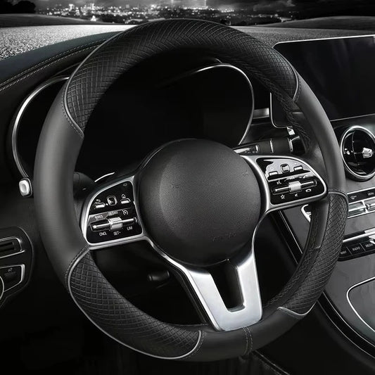 Universal Leather Diamond Steering Wheel Cover 37CM 38CM