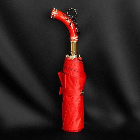 Light Luxury UV Protection Umbrella with Red Scorpions Handle Creative Design Waterproof Folding Umbrella