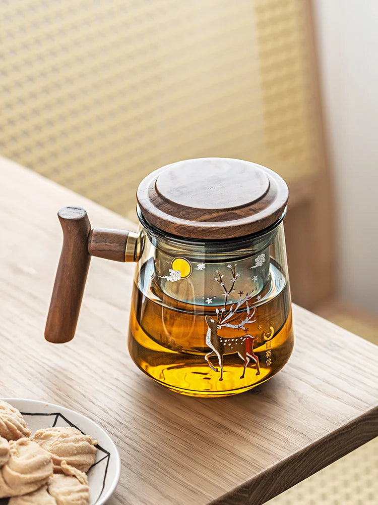 Glass Office Cup With Handle Household Filter Tea Making Cup Tea Separation Mug Modern Light Luxury Simple Water Cup