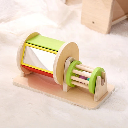 Montessori Infant Wooden Toys Target Box Rolling Drum Color Shape Cognition Match Educational Sensory Baby Teaching Aid Gifts