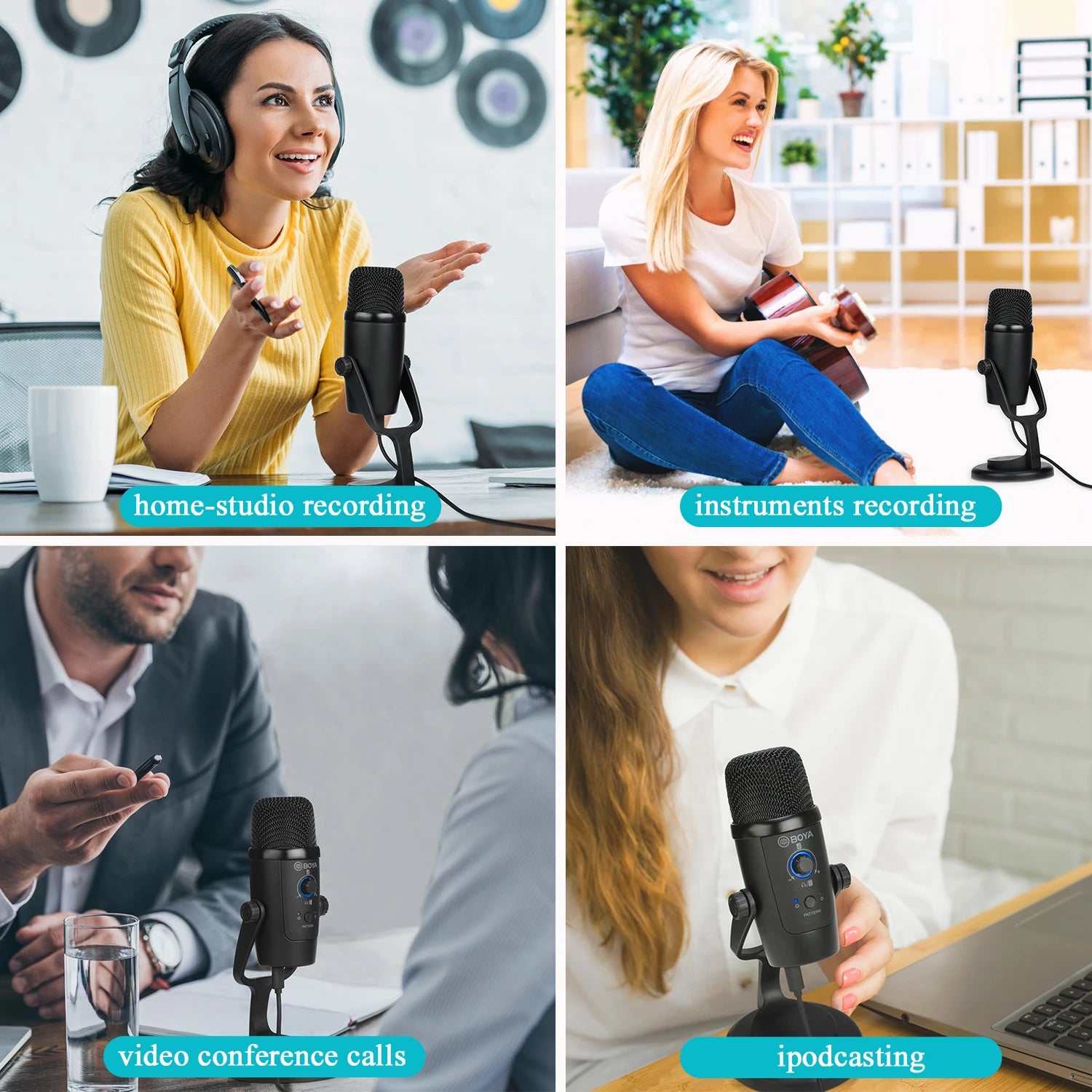 BY-PM500 Gaming Condenser USB Microphone for PC Mobile Phone Android Windows Mac Youtube Recording Streaming Blogger Vlog