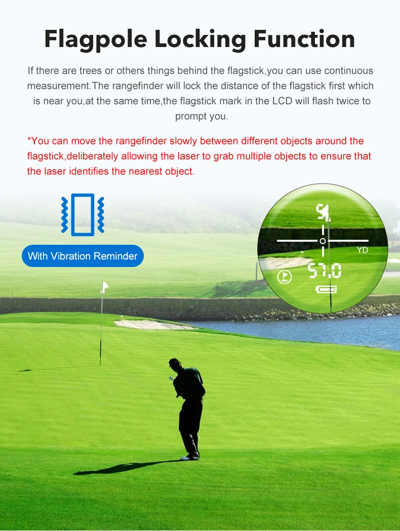 6X Rechargeable Golf Laser Rangefinder 750 Yard With Flag Lock