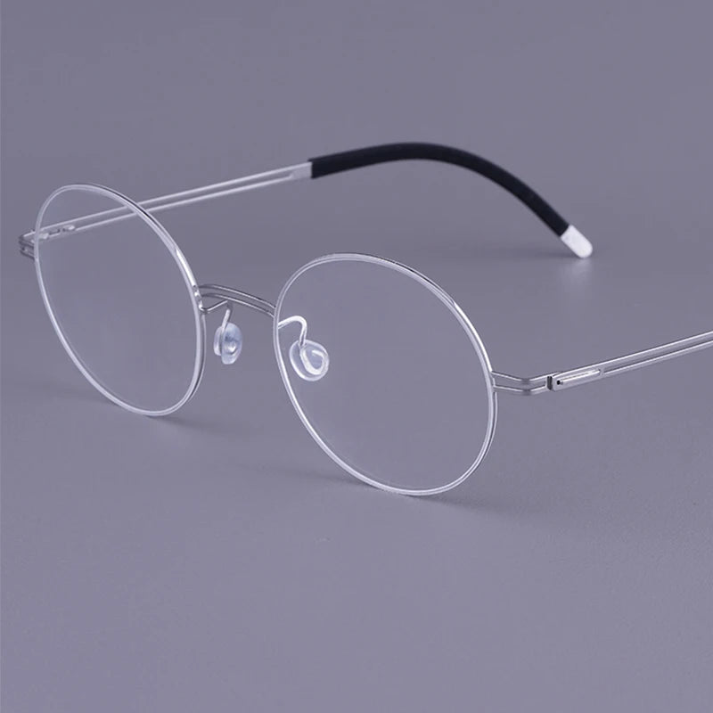Round Screwless Pure Titanium Eyeglasses Frame