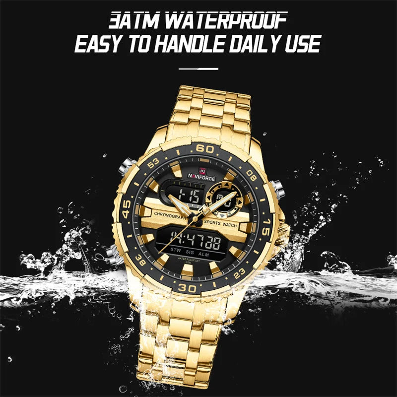 Men's Watch Luxury Waterproof Sport Chronograph Quartz Wristwatches Digital Date and Week Clock