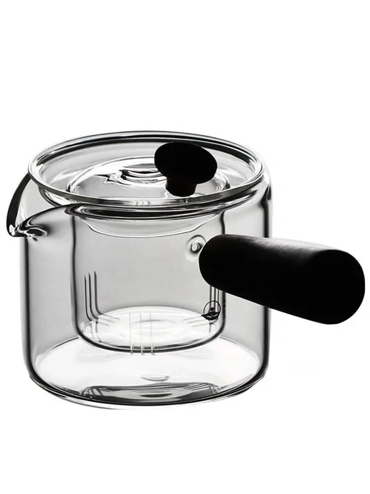 500ml Teapot High Temperature Resistant Glass Teapot Cooking Pot With Wooden Handle