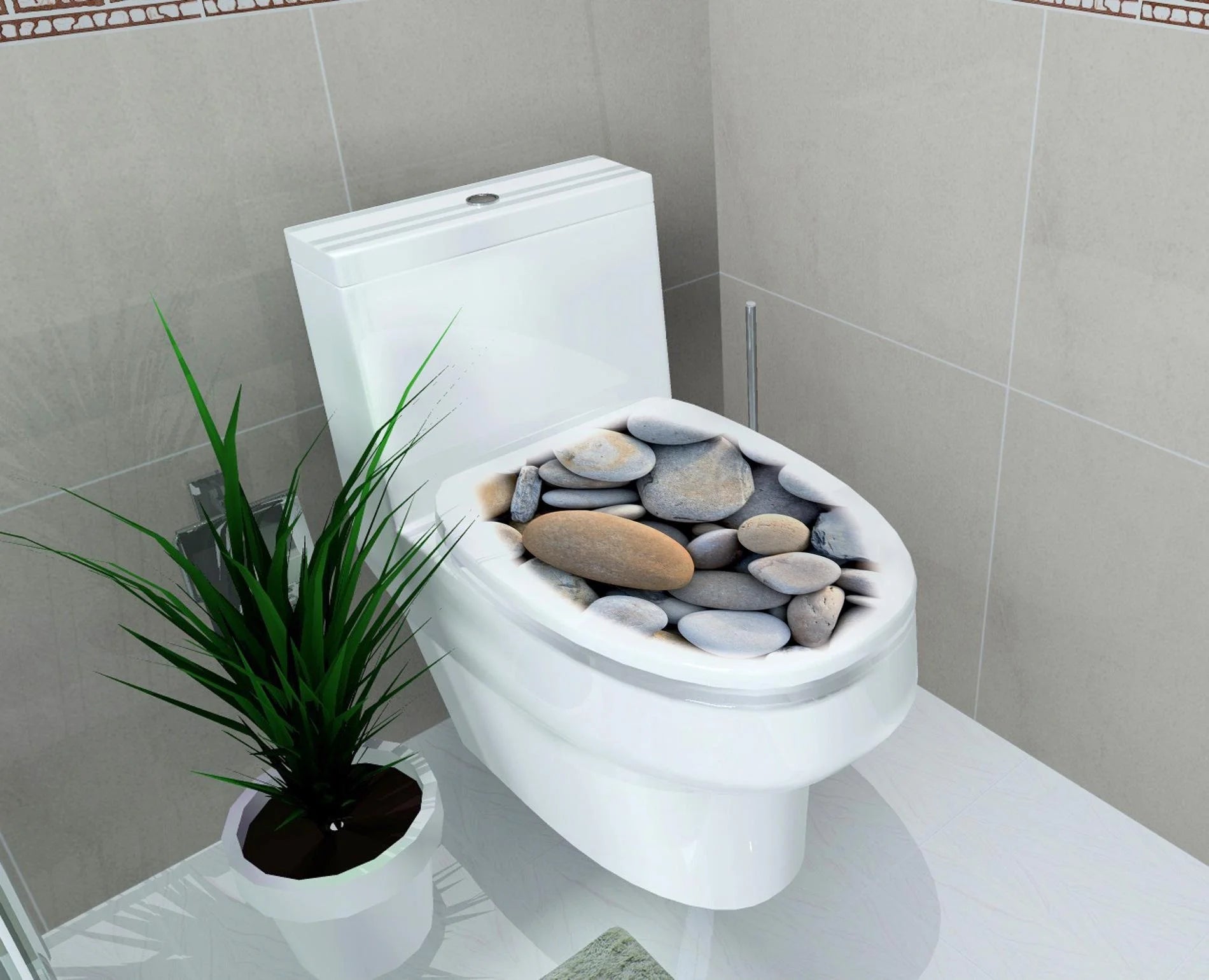 DIY 3D Toilet Lid Seats Cover Wall Stickers Bathroom Decal Mural Home Decoration