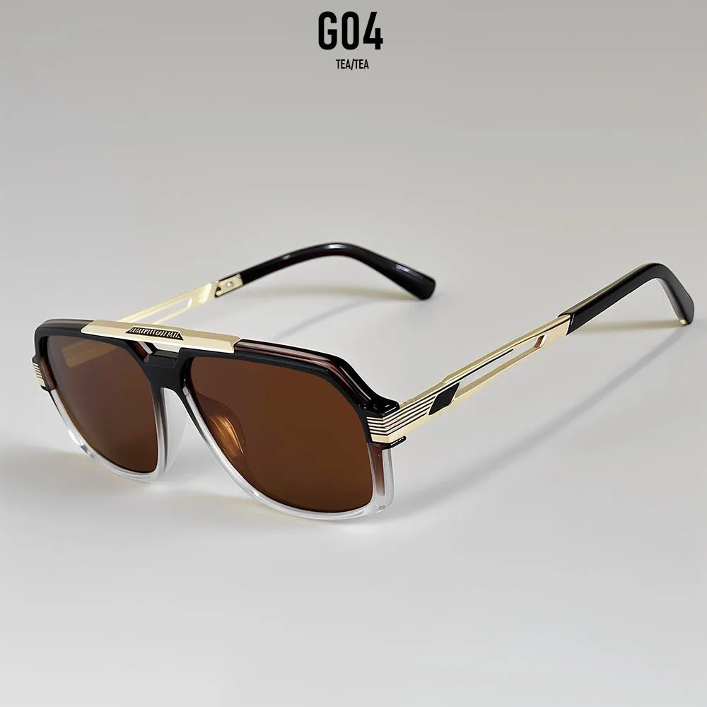 Square Metal Frame Sunglasses With UV400 Protection