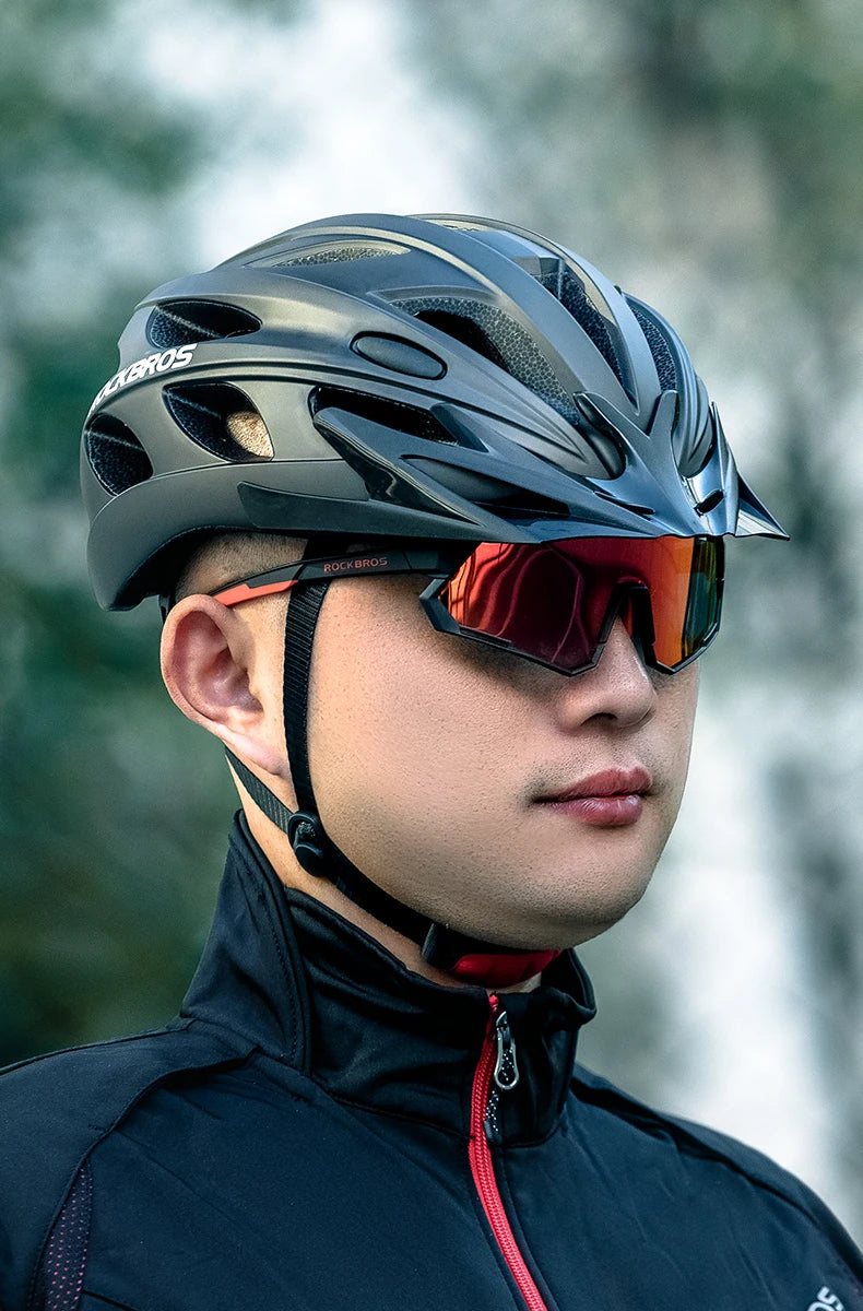 Cycling Helmet With Goggles Visor Brim Adults Riding Bike Helmet Breathable Ultralight MTB Road Bicycle Helmet