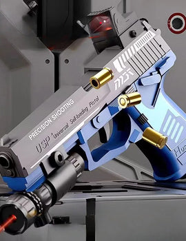 Continuous Firing USP Shell Ejecting Pistol With Laser Sight Airsoft Blowback Soft Bullet Toy Gun Empty Hanging Weapon