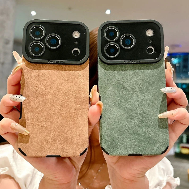 Luxury Leather Lambskin Shockproof Phone Case For iPhone 17 16 Pro Max 17Air 15 14 Plus Matte Cover