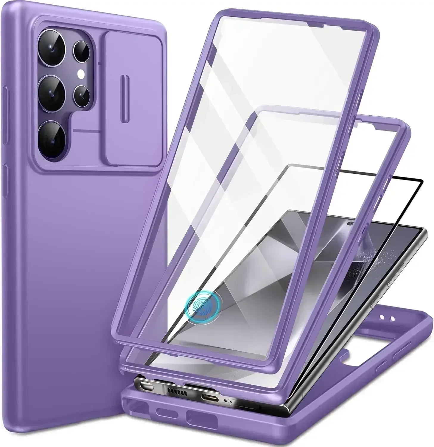 For Samsung Galaxy S24 Ultra Case with Camera Cover Screen Protector Military Drop Protection Shockproof Slim Matte Phone Case