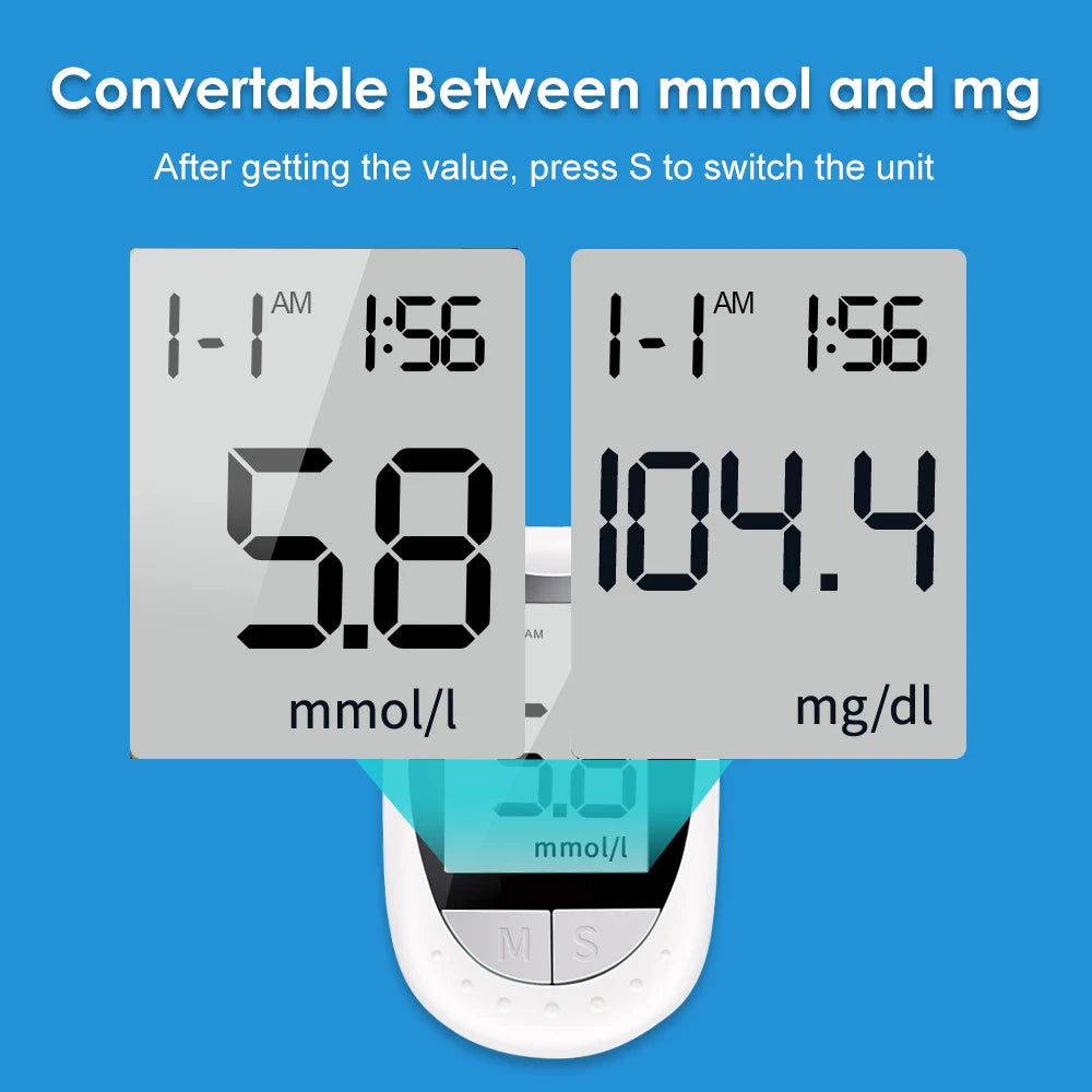 Blood Glucose Meter Glucometer Kit Code Free Diabetes Test 50/100pcs Strips With Lancets Medical Blood Sugar Mg/mmol