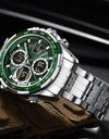 Analog Digital 3ATM Waterproof Stainless steel Wrist Watch LED Luminous Male Clock