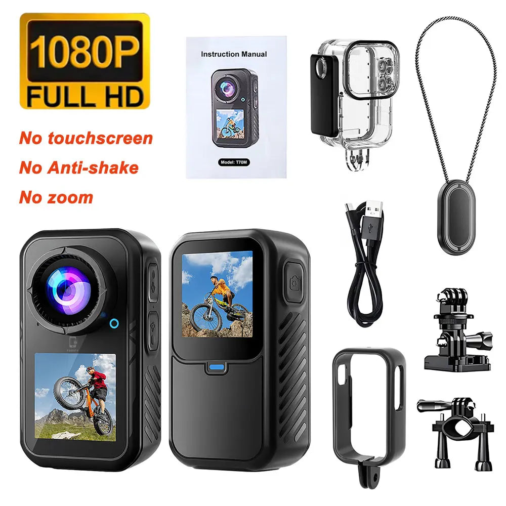 5K Thumb Action Camera 4K 60FPS Waterproof Magnetic Sports Body Cam with 6-Axis Stabilization WiFi Touch Screen