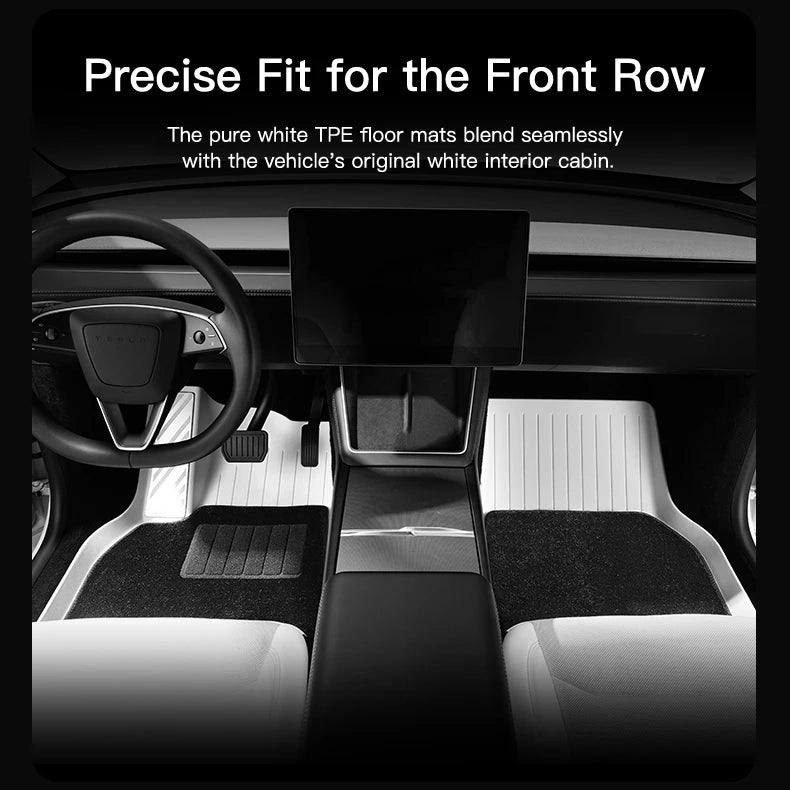 TPE Floor Mats Set with Metal Pedals for Tesla Model Y Juniper Integrated Trunk Liner All Weather Protection