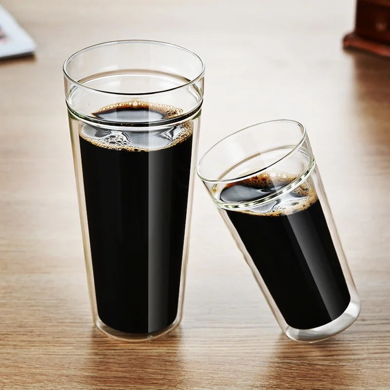 Large Capacity 400/800ml Heat-resistant Double Wall Glass Coffee Mug Espresso Cup American Latte Cappuccino Tea Water Cup