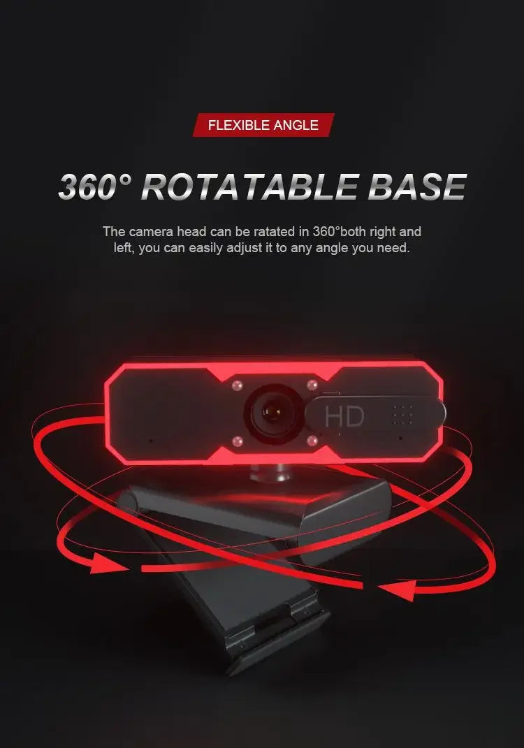 1080P Gaming Webcam 60FPS Autofocus Fill Light Camera Privacy Cover 7 Colors RGB Fill Light Stereo for Laptop Live Streaming