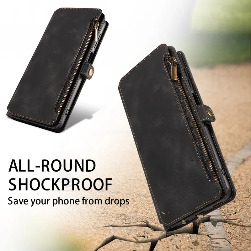 Luxury Leather Flip Wallet Case with Lanyard for Samsung Galaxy S26 / S25 / S24 / S23 Ultra & Plus – Magnetic Full Coverage Phone Bag Cover