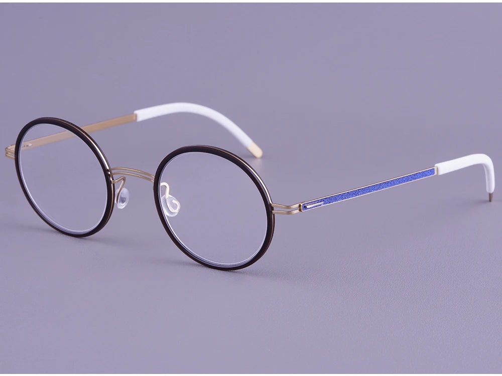 Vintage Round Titanium Acetate Eyeglasses Frame