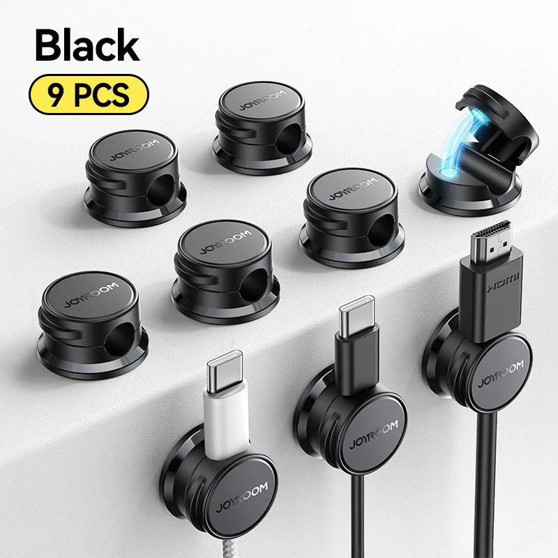 9 Pcs Magnetic Cable Organizer Cord Management Cable Clips Adhesive Wire Holder Keeper Under Desk Cord Hider JR-ZS468