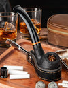 Smoking Pipe Set with PU Leather Pouch,Wood Pipe with 4-in-1 Pipe Stand Holder and Pipe Accessories,Beginner Pipe Kit