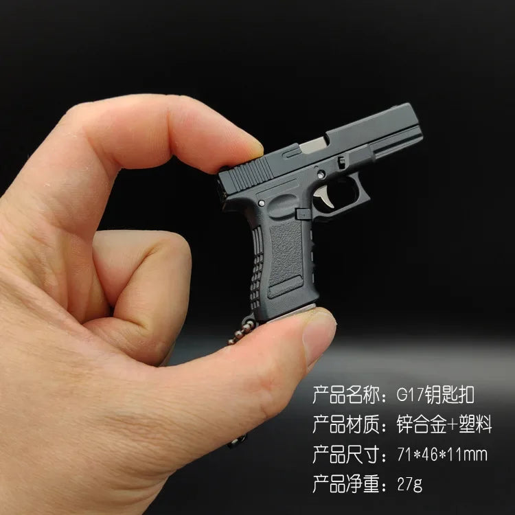 Semi-alloy 1:3 Glock Pistol Model Metal Mini G17 Toy Gun Detachable DIY Keychain Pendant Ornaments