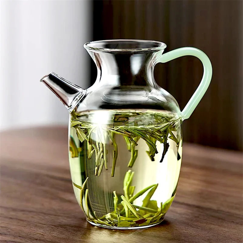 250ml Imitation Jade Handle Glass Teapot