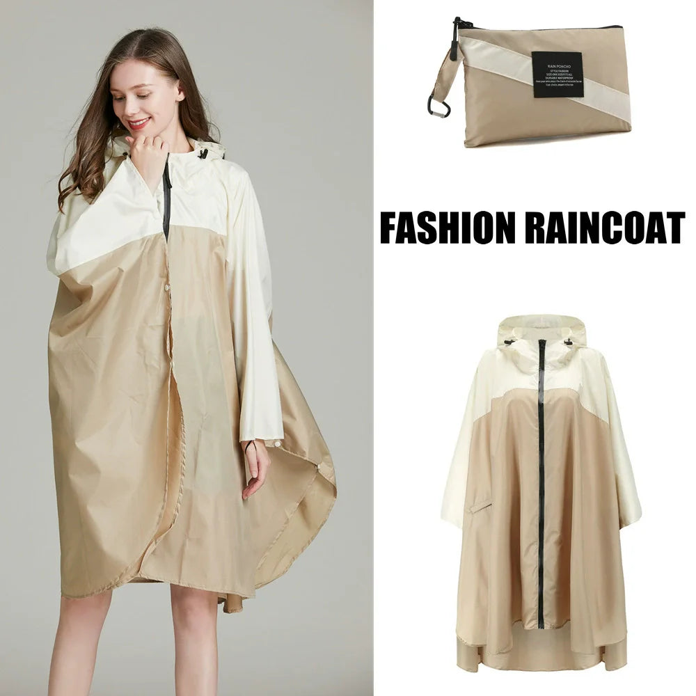 Lightweight Breathable Waterproof Rain Poncho with Belt and Storage Bag
