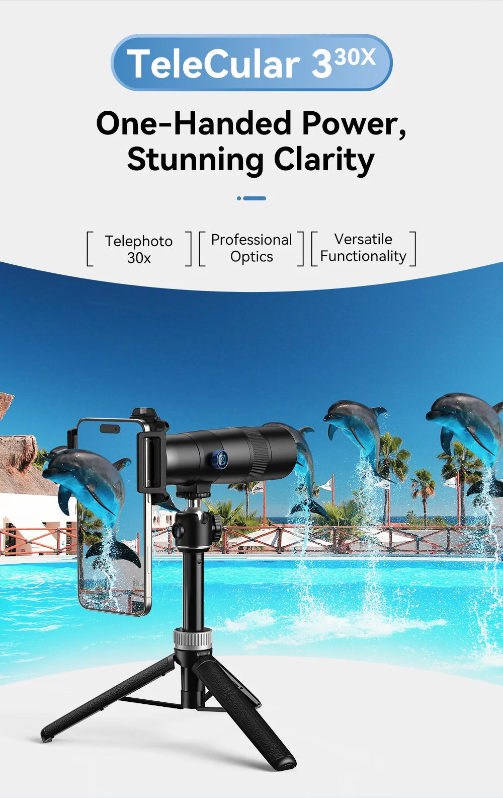 30X HD Mobile Phone Telephoto Lens with Tripod