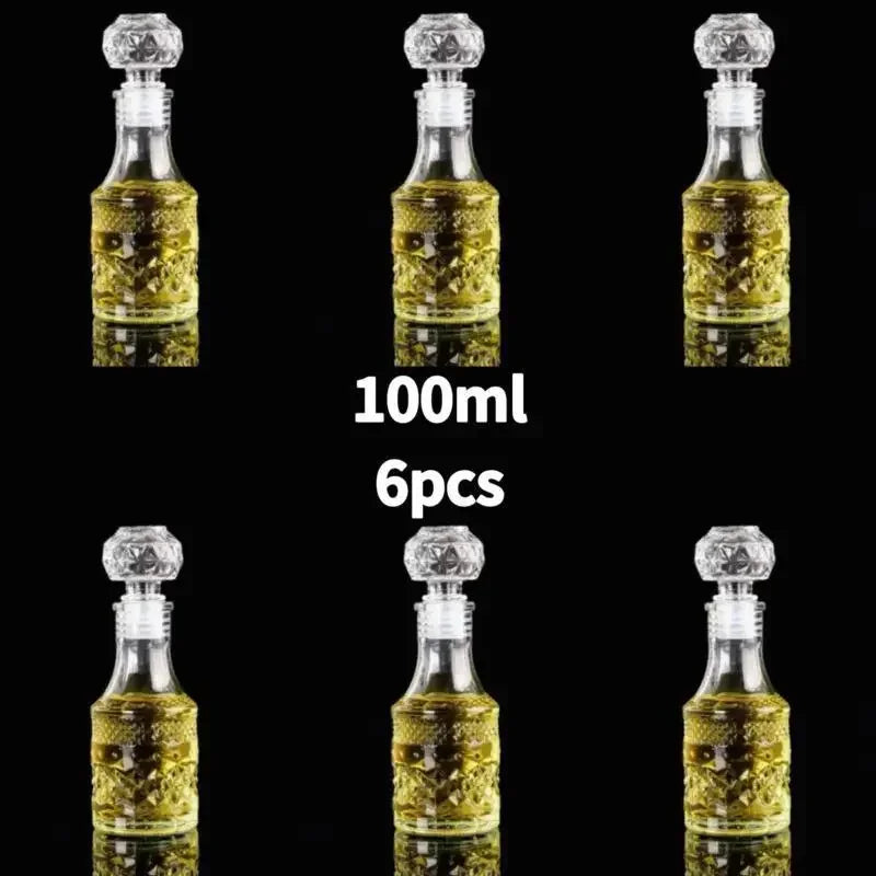 50ml 100ml 6pcs 12pcs Whisky Glass Liquor Bottle French Carved For Alcohol Wedding Gifts Wine Mini Container Storage Favour Set