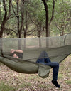 Large Camping Hammock with Mosquito Net Pop-up Parachute Lightweight Hanging Hammocks Tree Straps Swing Hammock