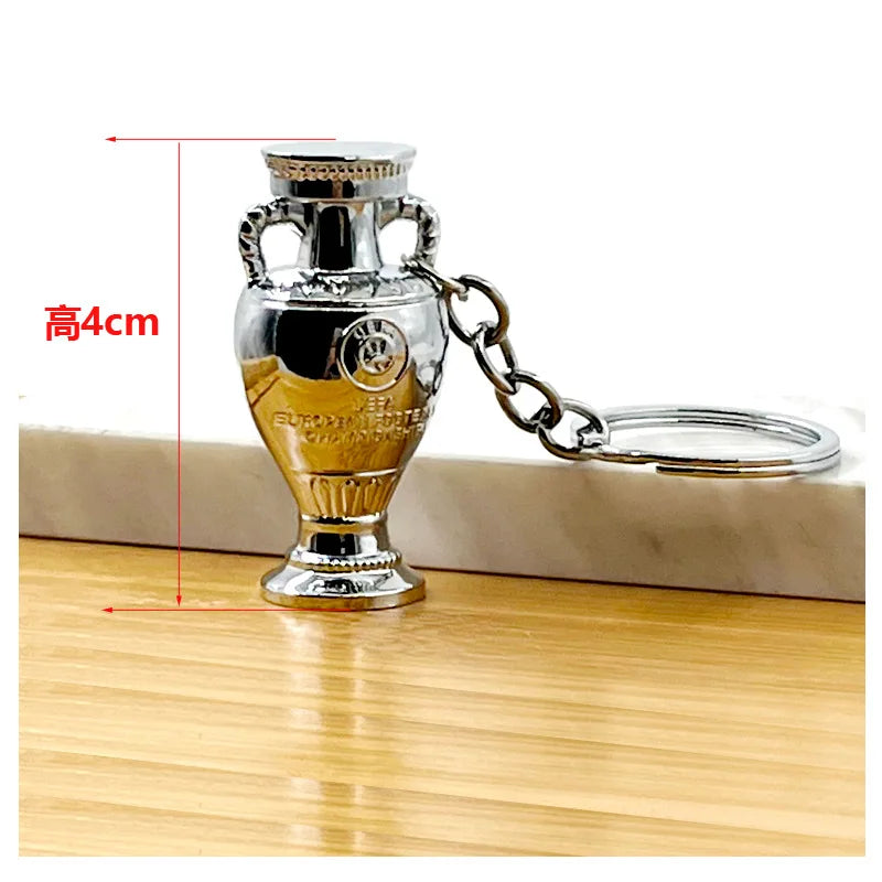 Football Trophy Metal Keychain Soccer Fan Collectible Pendant Gift