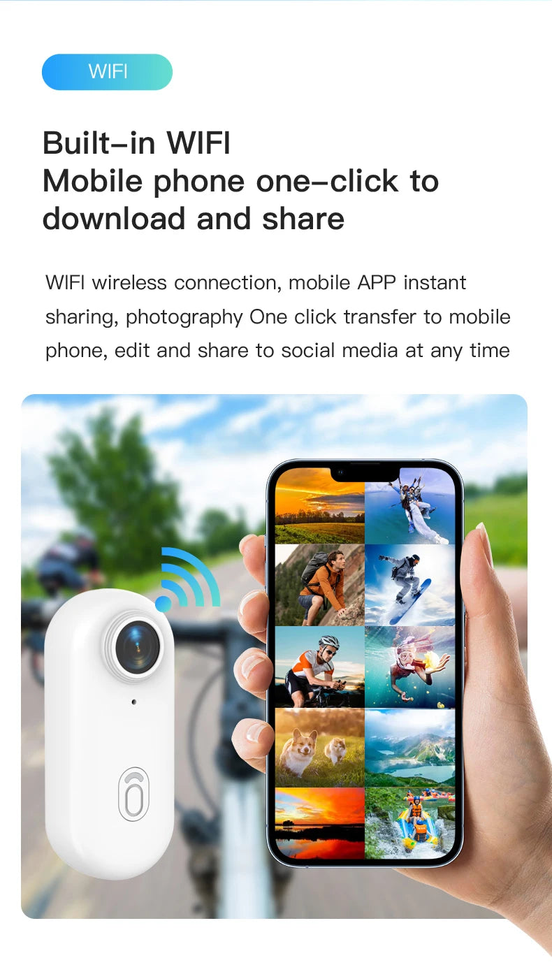 Mini 4K Thumb Action Camera with WiFi Remote Control and Electronic Image Stabilization